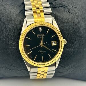 Vintage Benrus Diamond Quartz Mariner Watch Working New Battery